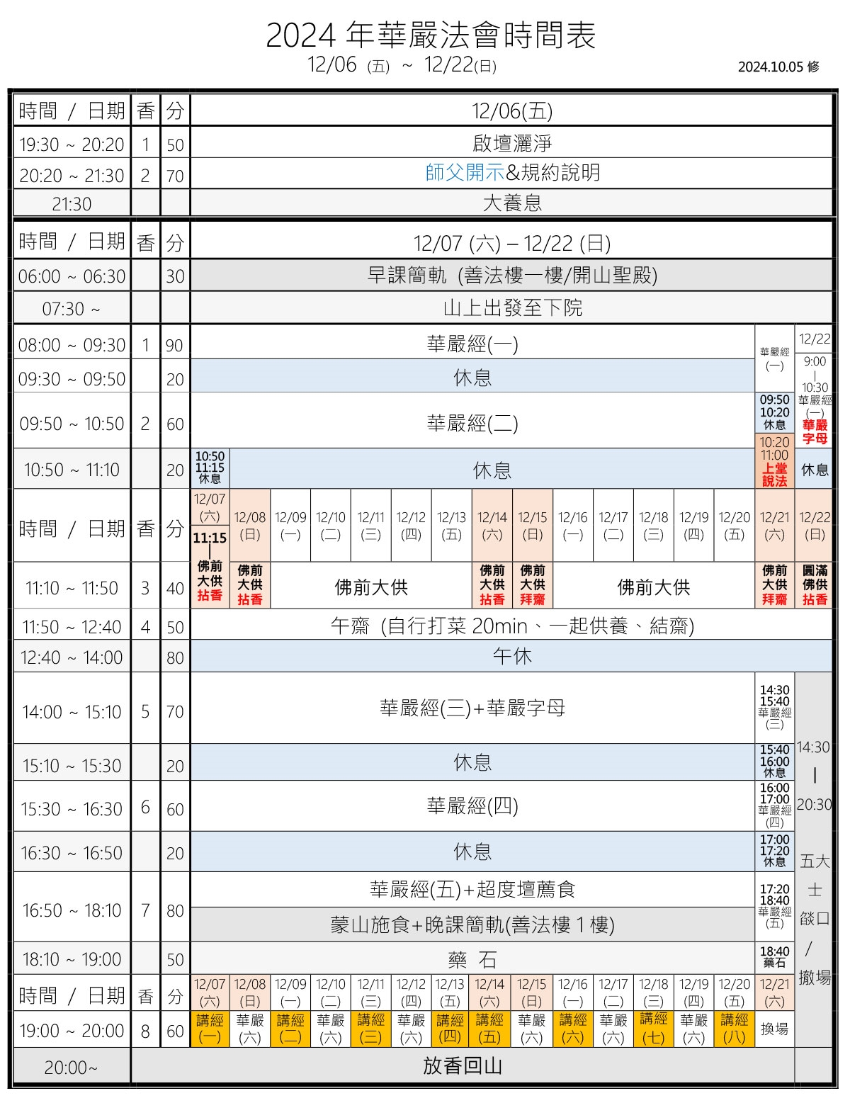 2023年華嚴法會時間表